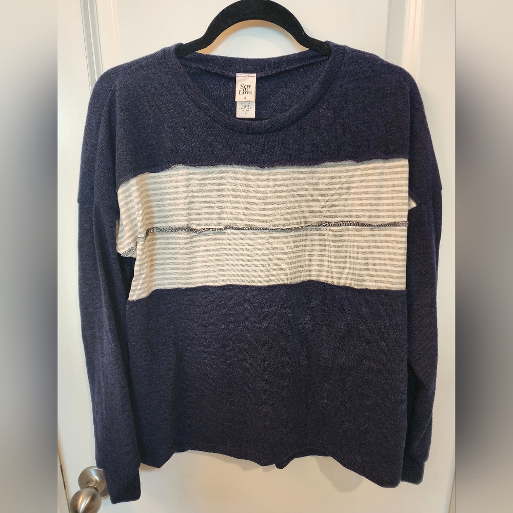 Sew In Love Deep Blue Knit Top Medium NWOT